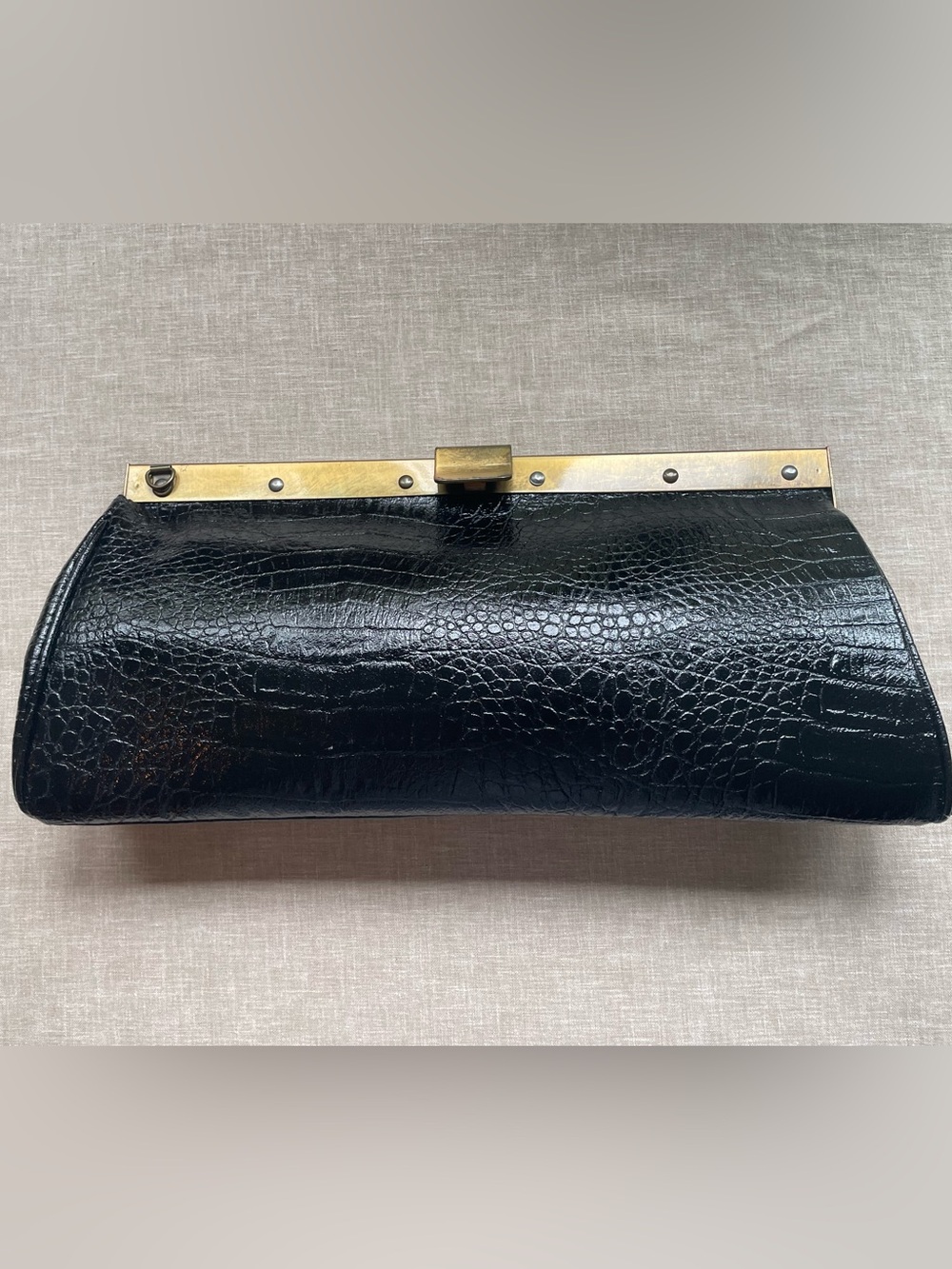 Vintage REMO Italian Leather Croc Embossed Oversized Clutch